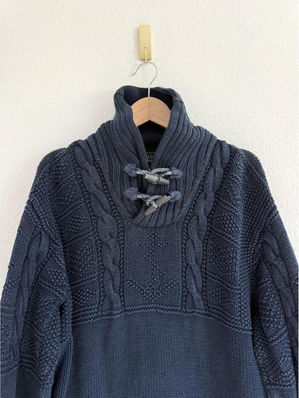 Polo Ralph Lauren Sz XL Vintage Hand Knit Heavyweight Anchor Nautical Sweater